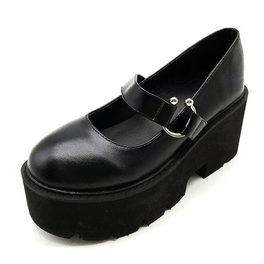 Pierced platform PU Mary Jane