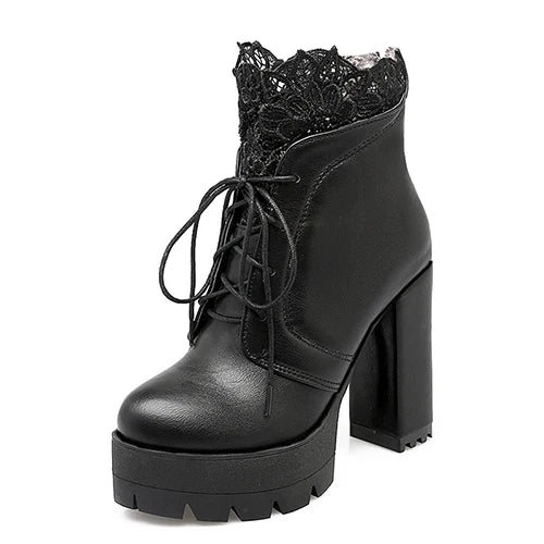 Dark Fae Gothic Lace Top High heeled Boot