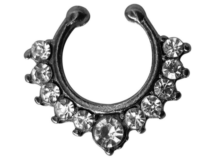 Fyrina Faux Nose/Septum Hanger - septum Post-apocalyptic Nu-goth nose Metal Industrial Gunmetal Gun-metal Futuristic faux fake clicker Accessory